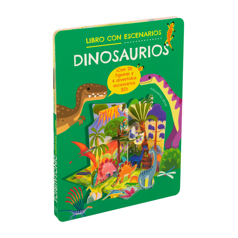 Libro con escenario dinosaurios